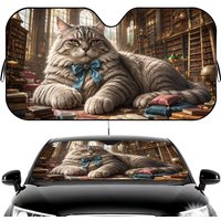 Character Alien Cat Sun Visor Car Windshield Sun Visor - Foldable Universal Fit UV Block Heat Insulation Sunshade