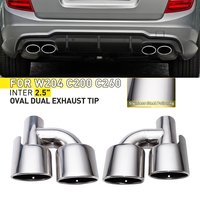1PCS Stainless Steel Silver Exhaust Pipe car 2.5'' Inelt Oval dual exhaust tip for W204 C200 C260 Muffler tailpipe