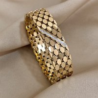 Luxury Charm Stainless Steel Cuff Bracelet for Women Fashion Zircon Geometric Gold Silver Color Wrist Bangles Waterproof Jewelry