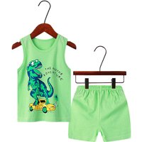 Little maven Baby Boys Outfits Green Dinosaur Summer Clothes Sets Baby Boys 2pcs Clothing Sets Sleeveless Vest Suit for Boy