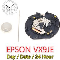 VX9JE Multi-Function Movement Japan 3-Hands Watch with Day Date 24-Hour Display 3/6/9 Dial Layout for Watchmakers