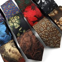 Men's Luxury Flower 7CM Necktie Brown Green Blue Floral Ties For Groom Jacquard Woven Necktie Business Party Accessories Gift