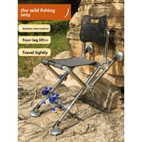 Stainless Steel Folding Fishing Chair Lightweight Portable All-Terrain Design Telescopic Backrest LED Lamp Base Included