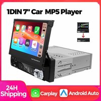 Car Radio 1DIN 7 inch HD Retractable Touch Screen MP5 Multimedia Player BT FM SD EQ USB AUX Stereo Audio Remote Control