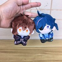 10cm Cute Cosplay Anime Genshin Impact Game Character Morax Zhongli and Kaeya Alberich Plush Toys Keychain Pendant Plushie Doll