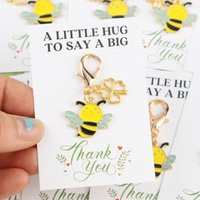 5/10pcs 2dCute Bee and Clover Series Keychain,Comes with a thank-you hug card Suitable for wedding bridesmaid gifts、Thank you on