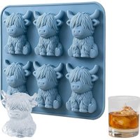 Silicone Ice Tray 6 Cute Cavity Cow Shaped Easy-Release Bar Tool Silicone Ice Mold for Summer BBQ Grill Outdoor Picnic Camping