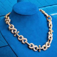 16mm Men's Fashion Copper Zircon Hip Hop Jewelry Figure 8 Infinity Link Chain Iced Out Cross Infinity Chock Necklace
