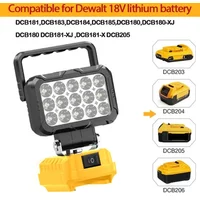 Power Tool Parts for Makita for Milwaukee for Dewalt 18V Lithium Battery LED Work Lights Lamp Hand Lantern Spotlight USB Charger
