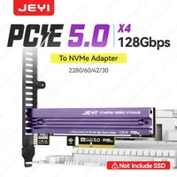 JEYI M.2 NVME to PCIe 5.0/4.0 Expansion Card 128Gbps Support 2280-2230 NVME SSD & PCIE X1/X4/X8/X16 Slot With Aluminum Heatsink