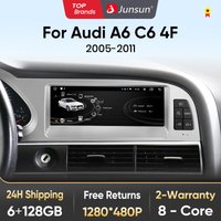 Junsun 8,8-calowe bezprzewodowe radio samochodowe Bluetooth CarPlay Android Auto do Audi A6 C6 4F 2005-2011, 8-rdzeniowy odtwarzacz multimedialny z 4G WiFi.