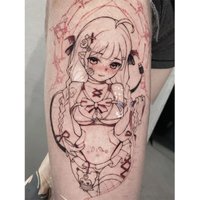 Cute Shy Girl Anime Temporary Tattoos Body Art Cartoon Tatoo Waterproof Long Lasting Fake Tattoo Sticker for Woman Man