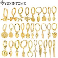 925 Silver Needle Simple Geometric/Shell/animal Pendant Hoop Earrings European American Gold Earrings Fashion High-end Jewelry