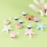 Customizable Hole Shoe Summer Accessory; DIY Starfish Pearl Shell Decorative Buckle Gift Set