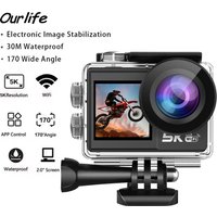 Ourlife MTR41 Action Camera 5K 4K60FPS 5X Zoom 170° 30M Waterproof 2.0'' IPS Touch LCD EIS WiFi Sport Camera With Remote Control
