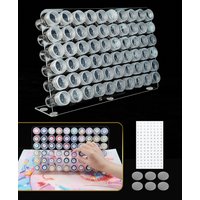FOREVER YOUNG Diamond Painting Storage Rack with 60 Jars - Acrylic Organizer for Diamond Drills Arts Crafts Supplies