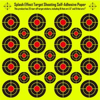 JOAXOR Splash Effect Target Shooting Self-Adhesive PaperThis product has 25 tear-off target stickers including 1.5" and 1"