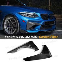 For BMW F87 M2 2016-2019 Car Real Carbon Fiber Front Bumper Splitter Upper Splitters Lip Fog Lamp Cover Trim Canards Fins Wing