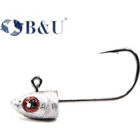 B&U Fishing Hooks Jig Head Hook Fish Sharp Fishhooks Soft Bait Worm Barbed Hooks Fishing Tackle Hard Lure