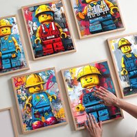 Classic Building L-LeGos Blocks Good Quality Prints And Posters Waterproof Paper Sticker Coffee House Bar Posters Wall Stickers