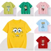 2026 New Children's Animated SpongeBob SquarePants Cute 3D Printed Summer Fashion Quick Drying Loose T-shirt