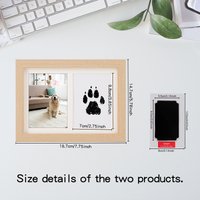 Wooden DIY Pet Paw Print Photo Frame Kit No Mess Safe Ink Pad Dog Cat Pawprint Keepsake Memorial Gift for Pet Lovers