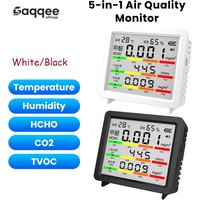 5 in 1 High Precision Temperature Humidity CO2 Formaldehyde Carbon Dioxide Air Quality Detector Tester Tools Type C Interface