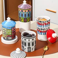 Nordic Inspired Ceramic Storage Jar with Lid Kitchen Dining Container for Coffee Beans Tea Flour Sugar Bottle Kitchen Storage