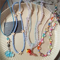 Boho Cute Starfish Fish Pendant Colorful Bead Choker Necklace For Women Aesthetic Y2K Summer Beach New Jewelry Accessories Gift