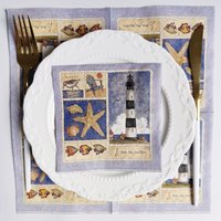 20 Count Vintage Ocean Lighthouse Printed Cocktail Napkins, Perfect for Summer Beach Party, BBQ, Pool Party, Decoupage Crafts