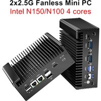 Topton Intel N150 N100 Fanless Mini PC 2x2.5G Nics 2*COM NVMe DDR4 2*HD 1*DP Type-C Solid Firewall PC Industrial Mini Computer