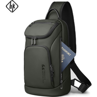 HK Multifunction Men's Shoulder Bag Waterproof Crossbody Bag Fit 11 inch iPad Lightweight Messenger Sling Bag for Travel Outdoor