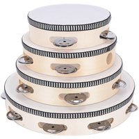 Miwayer Professional Wood Tambourine(4/6/8/10“) - Durable Polyester Leather, Anti-Scratch Design, Lightweight for Kids & Adults