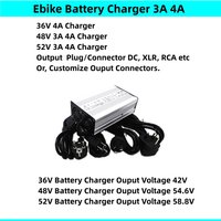 36V 48V 52V 2.5A 3A 4A Ebike Battery Charger Fast Charge Li-ion Battery Charger DC output 42v 54.6v 58.8v E-bike Battery Charger