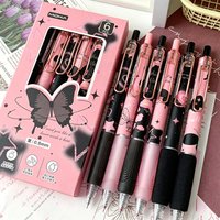 6Pcs/Set Butterfly Gel Pen ST Nib Aesthetic Pen 0.5mm Quick Dry Black Ink Writing Pen Kawaii Stationery School Office Supplies