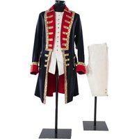 18th Century Costume Men Colonial Military Uniform Tailcoat Jacket Coat Medieval Officer George Washington Costume Regency Suit