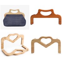 1PC Wooden Purse Frame Handle Natural Wood DIY Crochet Bag Frame with Metal Rings for Handmade Knitting Bag Accessories
