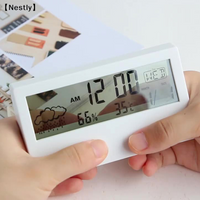Hygrometer Clock Creative Weather Display Luminous Small Alarm Clock Ins Transparent Electronic Alarm Clock〔Nest〕