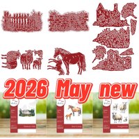 horse fields and gardens new metal die cutting 2026 new DIY die molds scrapbooking paper making cuts crafts big die handmade