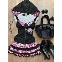 Spring Sweet Sexy Elegant 2 Piece Sets Women Hooded Leopard Design Mini Skirt Suit Female Sleevless Korea Style Chic Outfits New