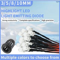 10Pcs LED Lights Emitting Diodes 200mm Pre Wired,3mm~10mm Small LED Lamps,3V-220V,LED rainbow flashing,With light cover optional