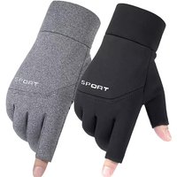 AliExpress NONE Winter Fishing Men's Gloves Women Cycling Warm Anti-Slip Gloves for Fishing Sports Touch Screen Two Fingers Cut Outdoor Angling