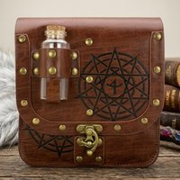 1pc Medieval PU Leather Belt Bag with Cork Potion Embossed Design Cosplay Costume Accessories