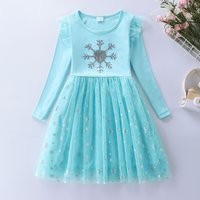 Toddler Girl Spring Fall Christmas Santa Clothe Kids Pure Cotton Casual Mesh Princess Dress Children Long-sleeve Snowflake Skirt