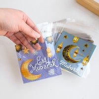 100Pcs Eid Mubarak Candy Cookie Bag Plastic Gift Baking Packaging Bag Islamic Muslim Festival Party Supplies Ramadan Kareem 2026