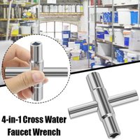 4 Way Steel Sillcock Water Key Silver Manual Bathroom Wrench Hardware Tools for Silcock Key 4 Way Faucets