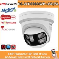 Hikvision DS-2CD2383G2P-LISU/SL 8MP IP-Kamera mit zwei Objektiven 180 ° Intelligente Hybrid-Lichtkamera mit 2-Wege-Audio, Stroboskoplicht und Audioalarm