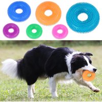Durable Squeaky Dog Chew Toy Spiky Ring Tire TPR Pet Molar Toy Non-toxic Teeth Cleaning Grinding Toy for Puppy Medium Large Dogs