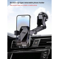 Universal Car Phone Mount - Suction Cup Dashboard Type, 360° Rotating Telescopic Arm, ABS Material, Universal for All Phones