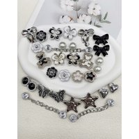 11/12PCS Flower Chain Handbag Shoe Charms Bear Butterfly Shoes Decorations Heart Shoe Accessories DIY Bowknot Star Shoe Clips